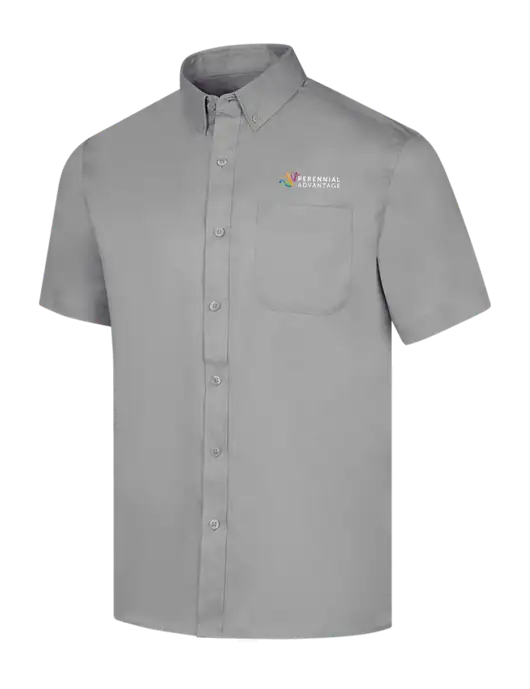 Short Sleeve Light Grey Superpro React Twill Shirt w/Perennial Advantage Logo
