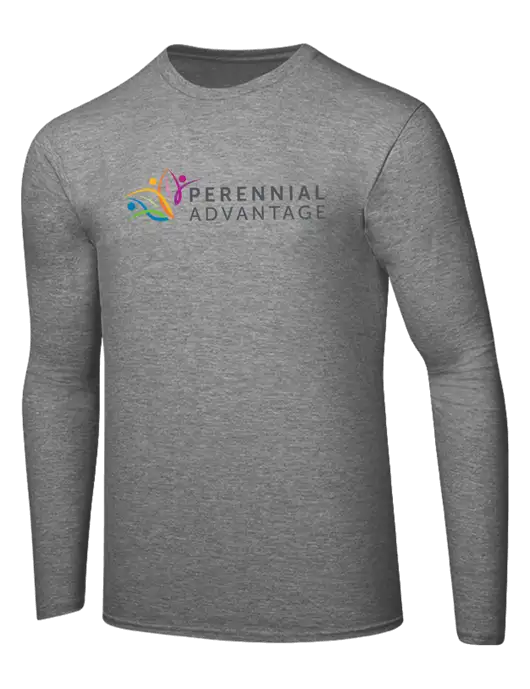 Ring Spun Light Heather Grey 4.5 oz Long Sleeve T-Shirt w/Perennial Advantage Logo
