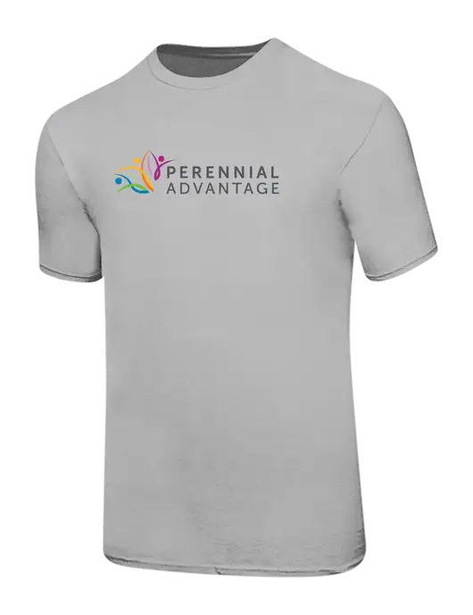 Ring Spun Silver 4.5 oz T-Shirt w/Perennial Advantage Logo