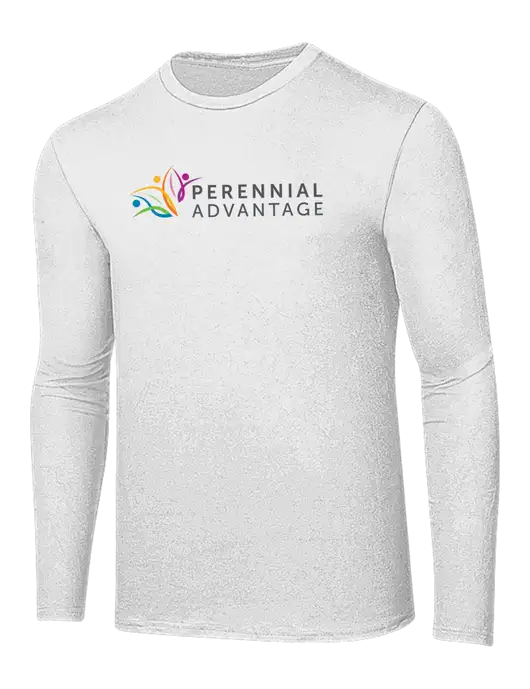 Ring Spun White 4.5 oz Long Sleeve T-Shirt w/Perennial Advantage Logo