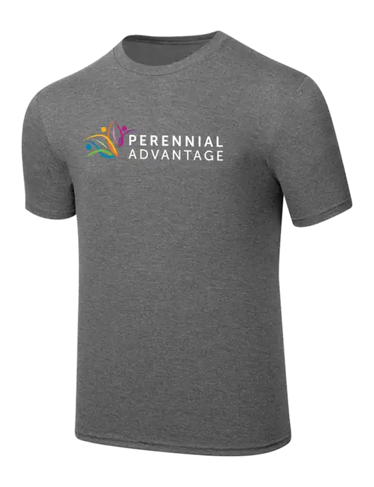 Simply Soft Heathered Medium Grey 4.5oz  Poly/Combed Ring Spun Cotton T-Shirt w/Perennial Advantage Logo