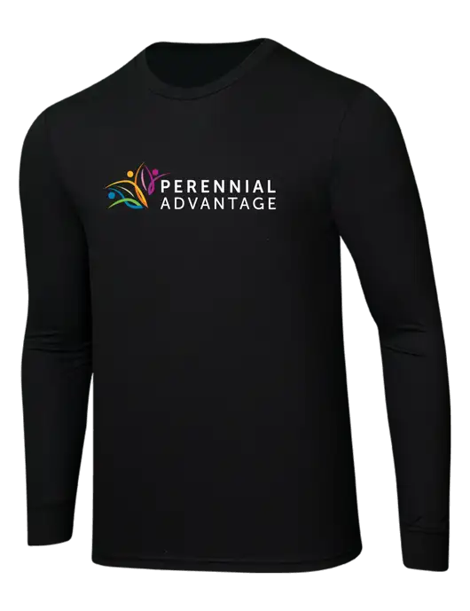 Simply Soft Long Sleeve Black 4.5 oz, Poly/Combed Ring Spun Cotton T-Shirt w/Perennial Advantage Logo