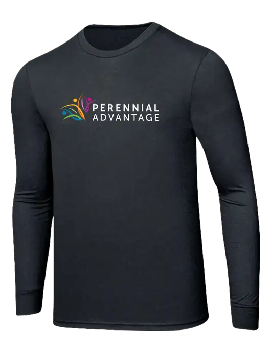 Simply Soft Long Sleeve Black Frost 4.5 oz, Poly/Combed Ring Spun Cotton T-Shirt w/Perennial Advantage Logo