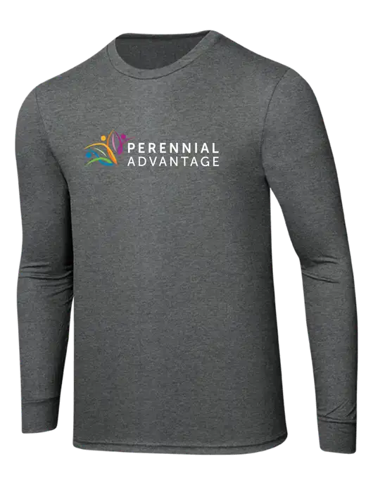 Simply Soft Long Sleeve Medium Grey Frost 4.5 oz, Poly/Combed Ring Spun Cotton T-Shirt w/Perennial Advantage Logo