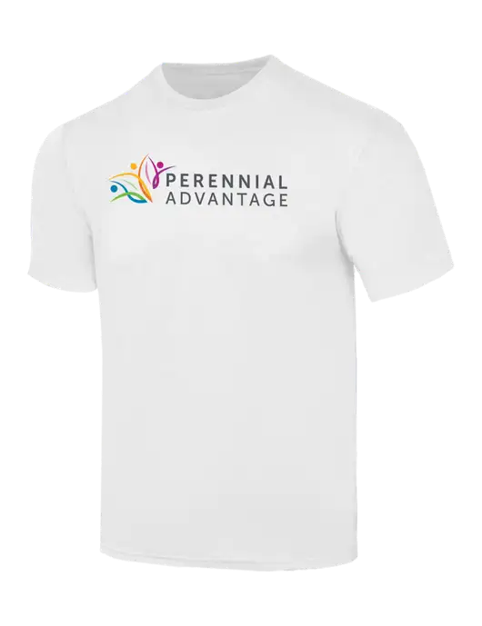 Simply Soft White 4.5oz  Poly/Combed Ring Spun Cotton T-Shirt w/Perennial Advantage Logo