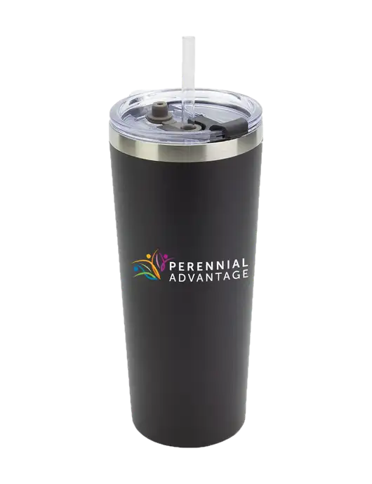 Brighton Black 20 oz Insulated Tumbler & Straw w/Perennial Advantage Logo