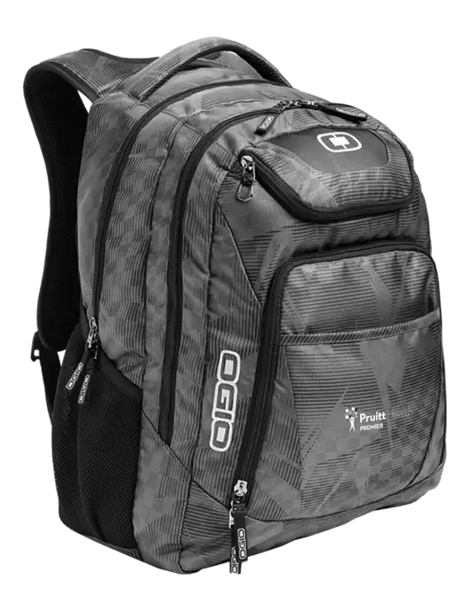 OGIO Race Day Silver Excelsior Laptop Backpack w/PruittHealth Logo