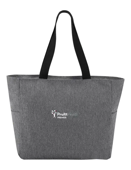 Everyday Heather Grey Zip Tote  w/PruittHealth Logo