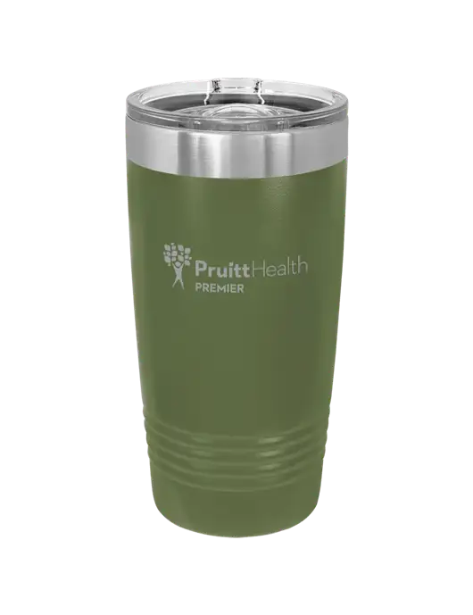 Polar Camel 20 oz Powder Coated Military Green Vacuum Insulated Tumbler w/PruittHealth Logo