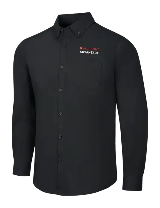 Black Long Sleeve Carefree Poplin Shirt w/Ageright Advantage Logo