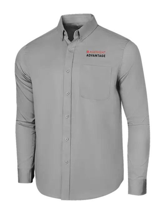 Long Sleeve Light Grey Superpro React Twill Shirt w/Ageright Advantage Logo