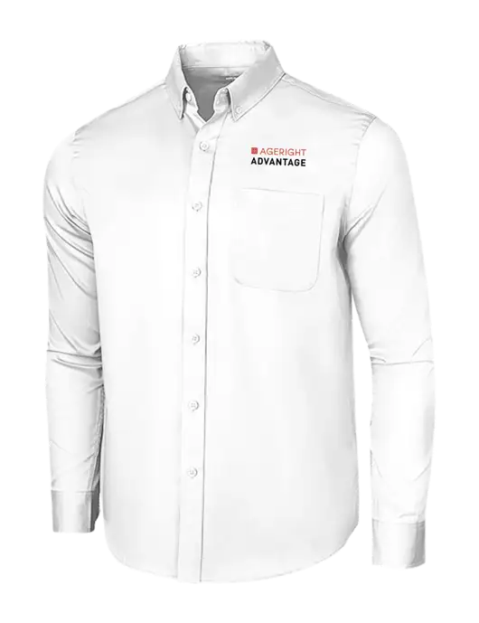 Long Sleeve White Superpro React Twill Shirt w/Ageright Advantage Logo