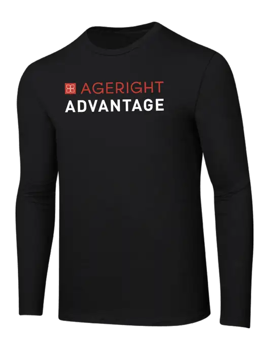 Ring Spun Jet Black 4.5 oz Long Sleeve T-Shirt w/Ageright Advantage Logo