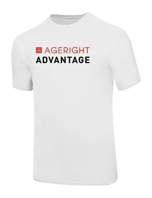 Ring Spun White 4.5 oz T-Shirt w/Ageright Advantage Logo