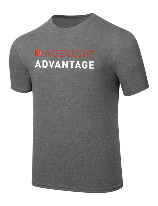 Simply Soft Heathered Medium Grey 4.5oz  Poly/Combed Ring Spun Cotton T-Shirt w/Ageright Advantage Logo