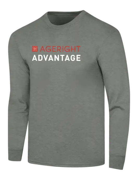 Simply Soft Long Sleeve Heathered Charcoal 4.5 oz, Poly/Combed Ring Spun Cotton T-Shirt w/Ageright Advantage Logo