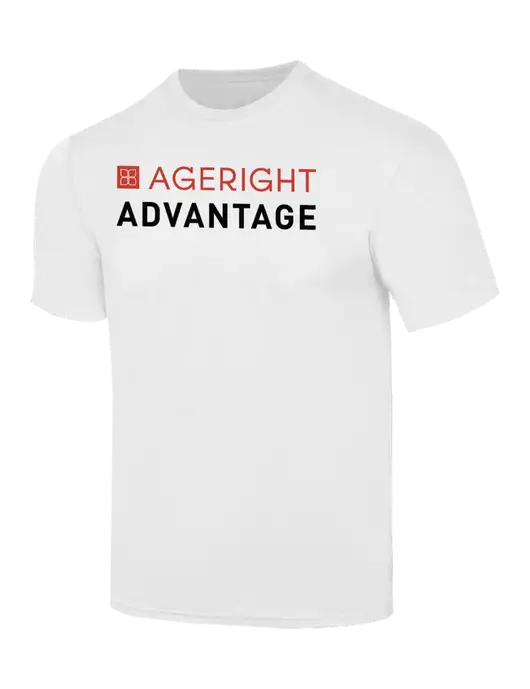 Simply Soft White 4.5oz  Poly/Combed Ring Spun Cotton T-Shirt w/Ageright Advantage Logo