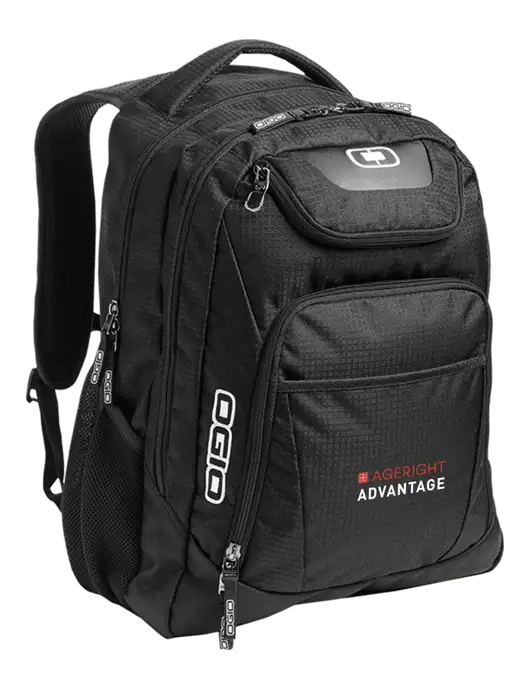 OGIO Black/Silver Excelsior Laptop Backpack w/Ageright Advantage Logo