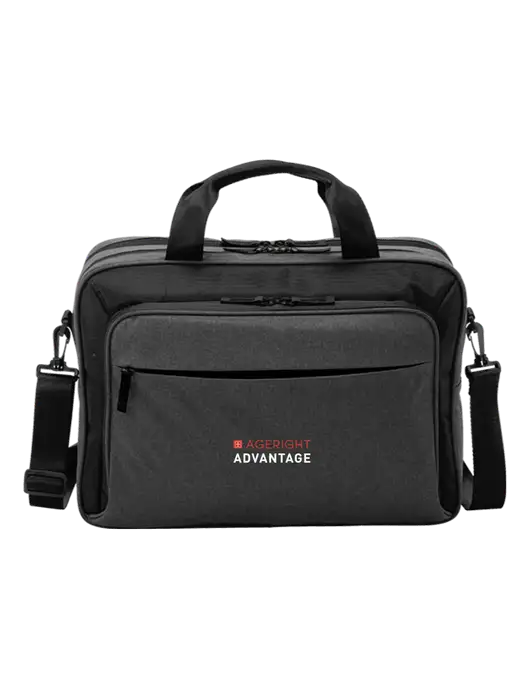 Travel Exec Graphite Heather/Black Laptop Briefcase w/Ageright Advantage Logo