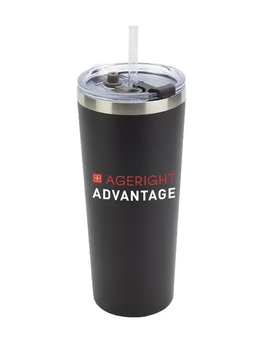 Brighton Black 20 oz Insulated Tumbler & Straw w/Ageright Advantage Logo