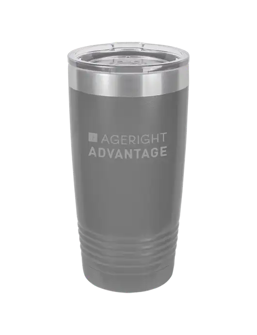 Polar Camel 20 oz Powder Coated Grey Vacuum Insulated Tumbler  w/Ageright Advantage Logo