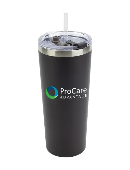 Brighton Black 20 oz Insulated Tumbler & Straw w/ProCare Advantage Logo