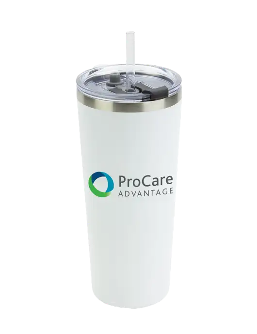 Brighton White 20 oz Insulated Tumbler & Straw w/ProCare Advantage Logo