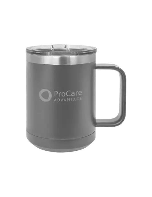 Polar Camel 15 oz Powder Coated Grey Vacuum Insulated Mug with Slider Lid w/ProCare Advantage Logo